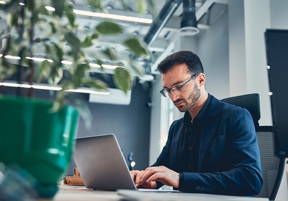 Man at work on a computer