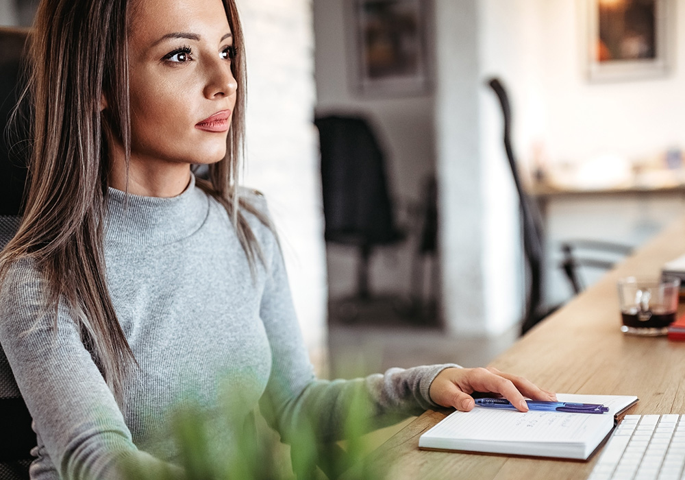 Woman working on a computer