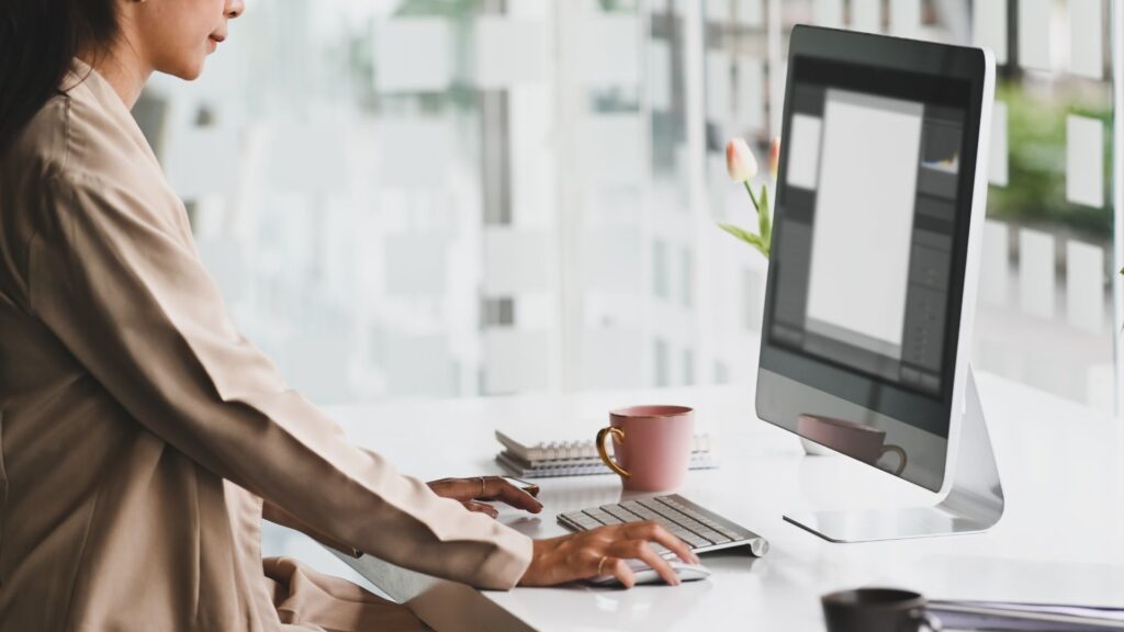 Business owner on computer