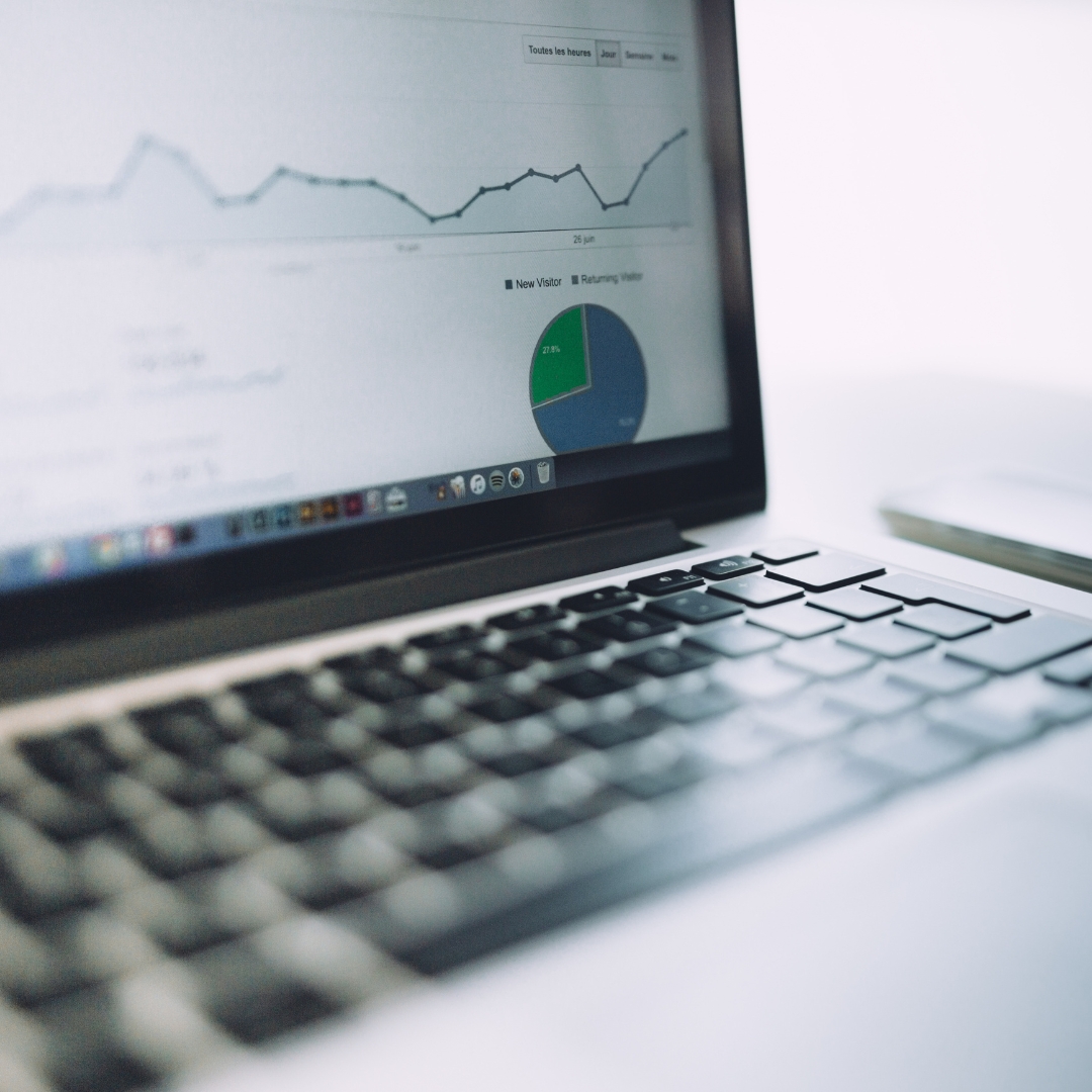 close up of business analytics on a laptop